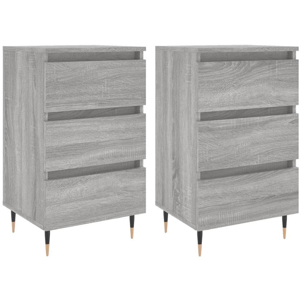 Comodini 2pz Grigio Sonoma 40x35x69 Cm In Legno Multistrato - Foto 2