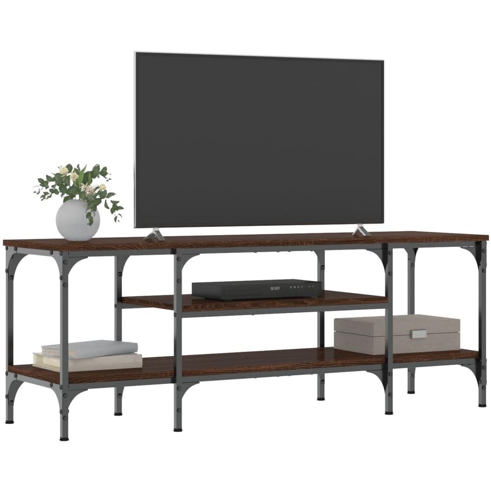 Mobile Tv Rovere Marrone 121x35x45 Cm Legno Multistrato E Ferro - Foto 3