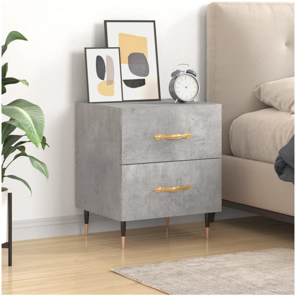 Comodino Grigio Cemento 40x35x47,5 Cm In Legno Multistrato - Foto 1