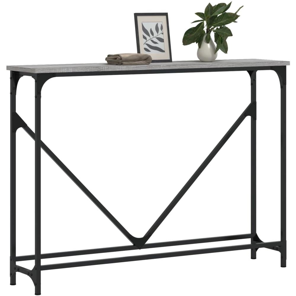 Tavolino Consolle Grigio Sonoma 102x22,5x75cm Legno Multistrato - Foto 3