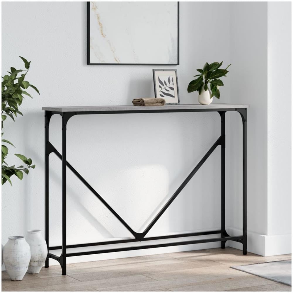 Tavolino Consolle Grigio Sonoma 102x22,5x75cm Legno Multistrato - Foto 1