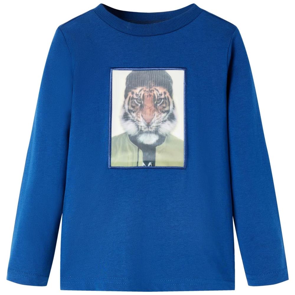Maglietta Da Bambino A Maniche Lunghe Stampa Tigre Blu Scuro 128 - Foto 1