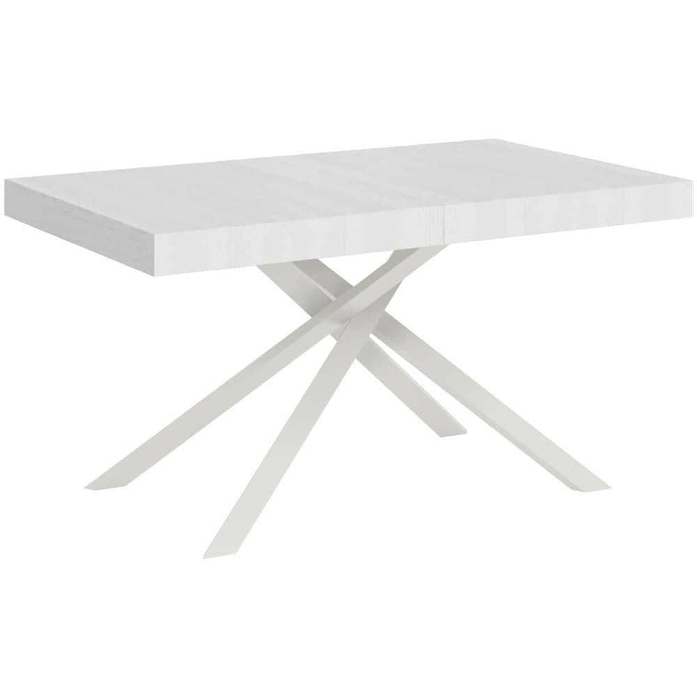 Tavolo allungabile 90x140/244 cm Karida bianco frassino gambe bianche - Foto 1