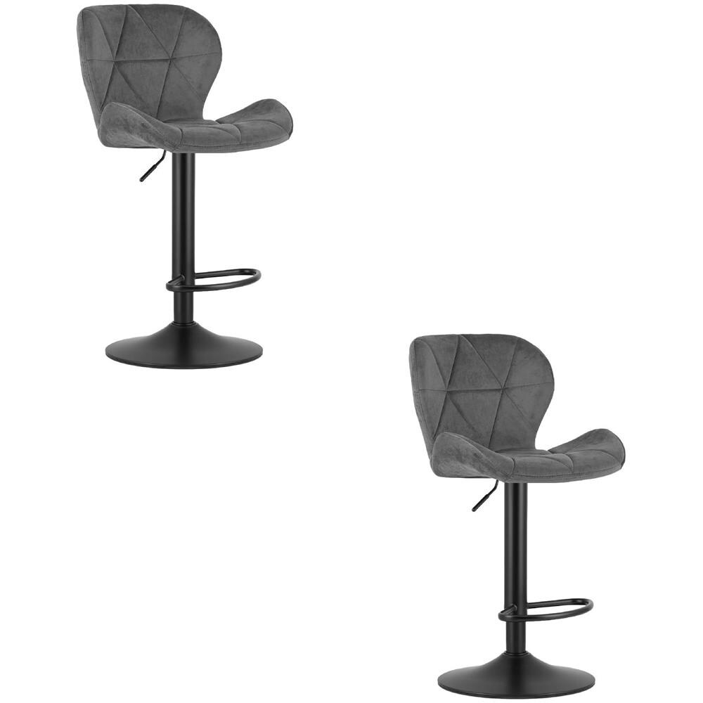 Sgabello in velluto WEST - Grigio x 2 - Foto 1