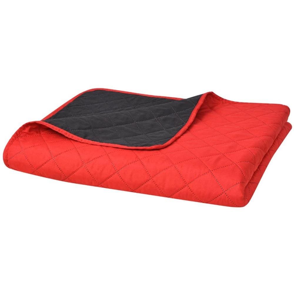 Copriletto Double-face Trapuntato 170x210 Cm Rosso E Nero - Foto 1
