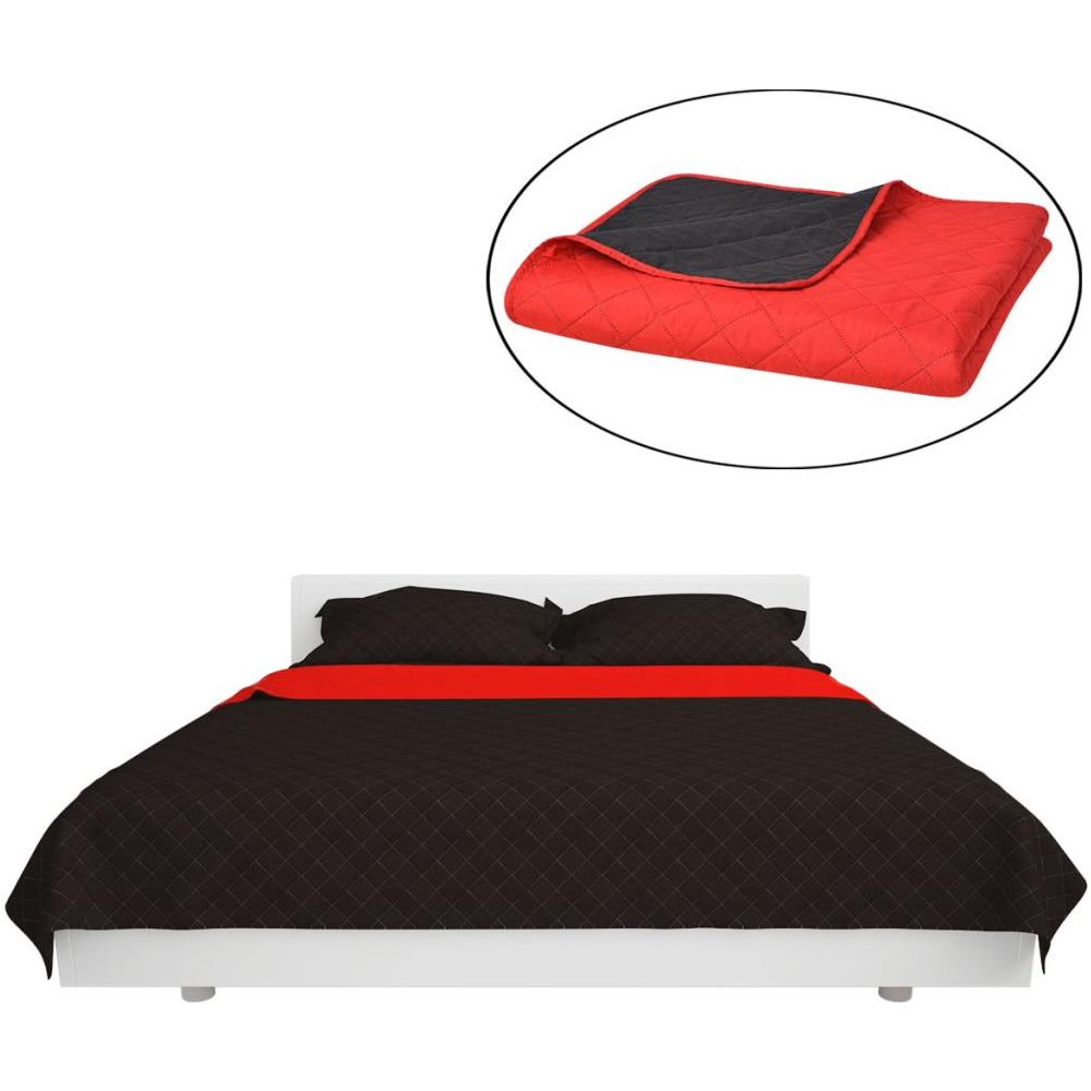 Copriletto Double-face Trapuntato 170x210 Cm Rosso E Nero - Foto 2