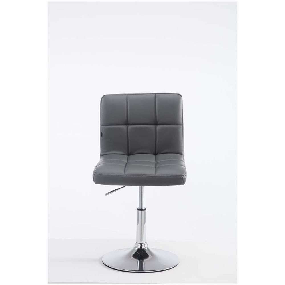 Sedia Lounge Design Palma V2 I Sedia Sgabello Girevole E Imbottita in Similpelle Trapunto I Sgabello Regolabile E Telaio in Metallo Cromato Grigio - Foto 2