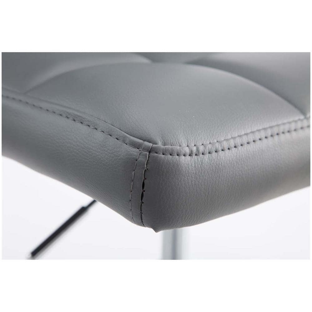 Sedia Lounge Design Palma V2 I Sedia Sgabello Girevole E Imbottita in Similpelle Trapunto I Sgabello Regolabile E Telaio in Metallo Cromato Grigio - Foto 5