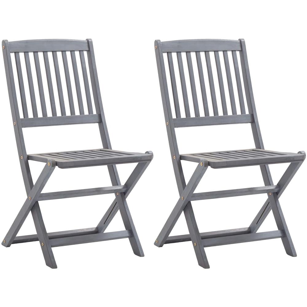 Sedie da Giardino Pieghevoli 2pz con Cuscini in Massello Acacia - Foto 3