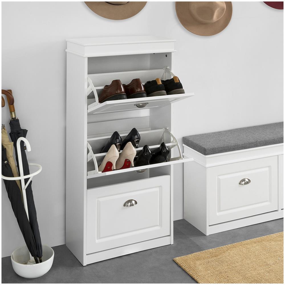 Serie Bianche Di Scarpiere Moderne Bianco 52x23x117cm 3 Ante 0 Cuscino Fsr94-w - Foto 5