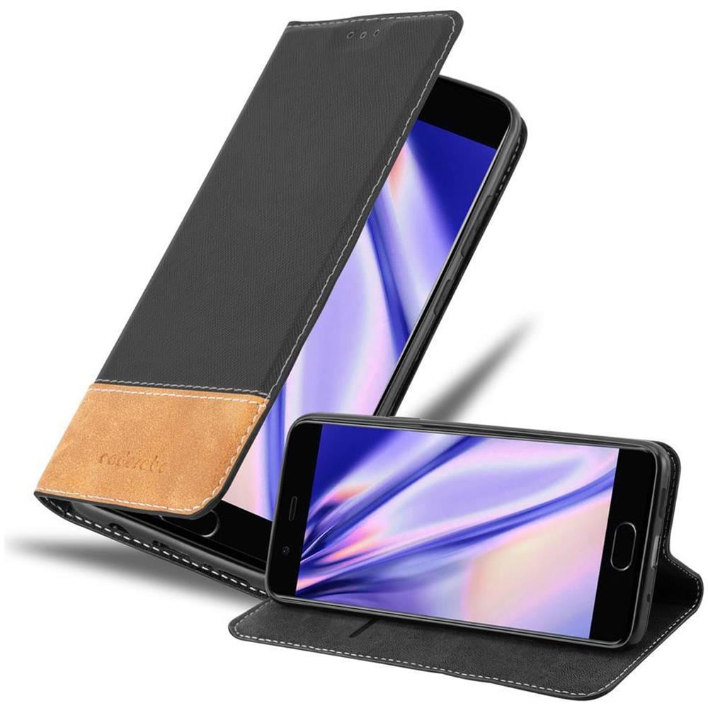 Custodia Compatibile Con Huawei P10 In Nero Marrone - Coperchio Protettiva Con Chiusura Magnetica, Funzione Stand E Tasca Per Le Carte - Foto 1