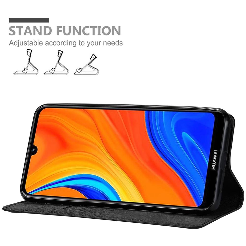 Custodia Compatibile Con Huawei Y6s In Nero Di Notte - Coperchio Protettiva Con Chiusura Magnetica, Funzione Stand E Tasca Per Le Carte - Foto 2