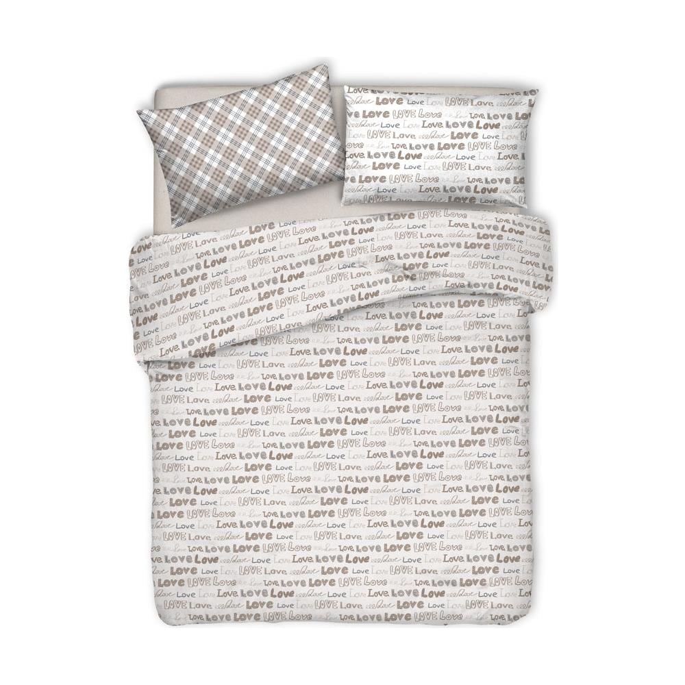 Copriletto Piquet Primavera Estate 100% Cotone Disegno Love Love Cuori Matrimoniale Beige - Foto 1
