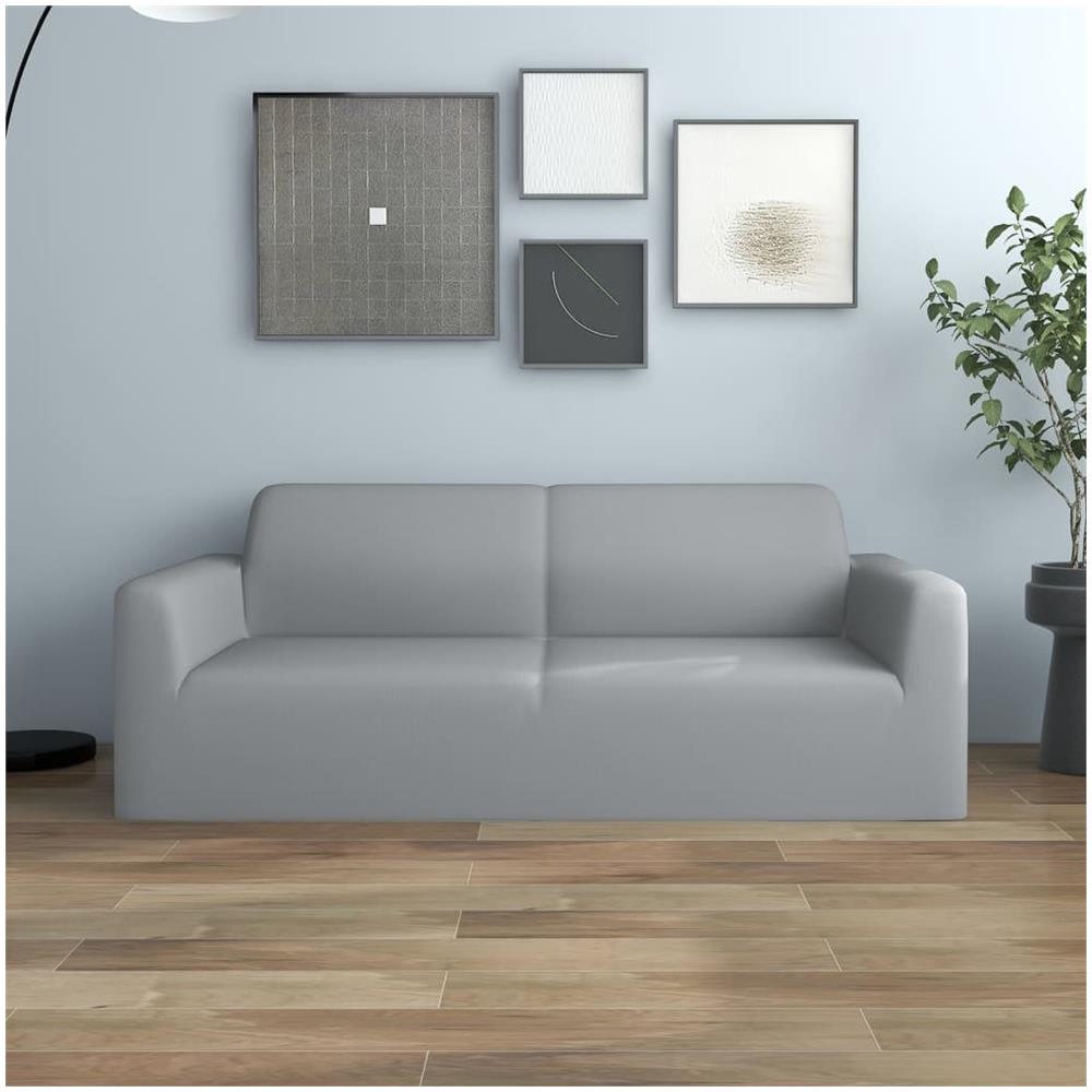 Fodera Elasticizzata Divano 2 Posti In Jersey Poliestere Grigio - Foto 1