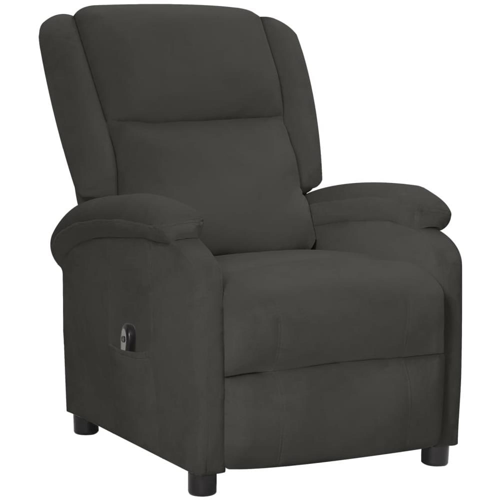 Poltrona Elettrica Reclinabile In Velluto Grigio Scuro - Foto 2