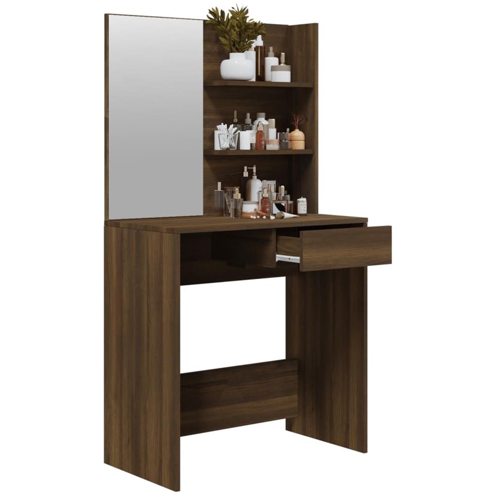 Toeletta Con Specchio Rovere Marrone 74,5x40x141 Cm - Foto 2