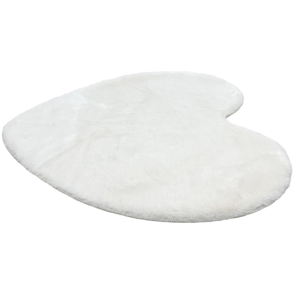 Tappeto Peloso In Pelliccia Ecologica Sagomato Modello Orsetto Varie Forme Cuore Avorio - Foto 1