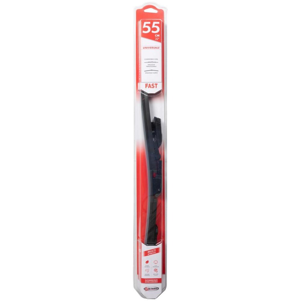 Spazzola Tergicristallo Singola Fast 55 Cm - 22"", Per Spazzole Tradizionali E Curve, Massima Aderenza E Resistenza - Foto 1