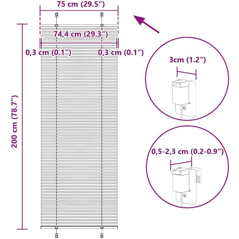 Tenda Plissettata Grigio Chiaro 75x200 cm Larghezza Tessuto - Foto 10