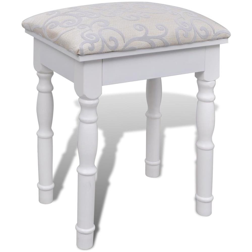 Toeletta Spogliatoio Con Specchio E Sgabello 3-in-1 2 Cassetti Bianco - Foto 19