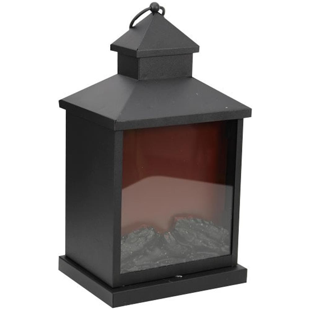 Grundig Lampada Da Tavolo Lanterna 3 Led Effetto Fuoco Camino Con Timer Grundig Nero