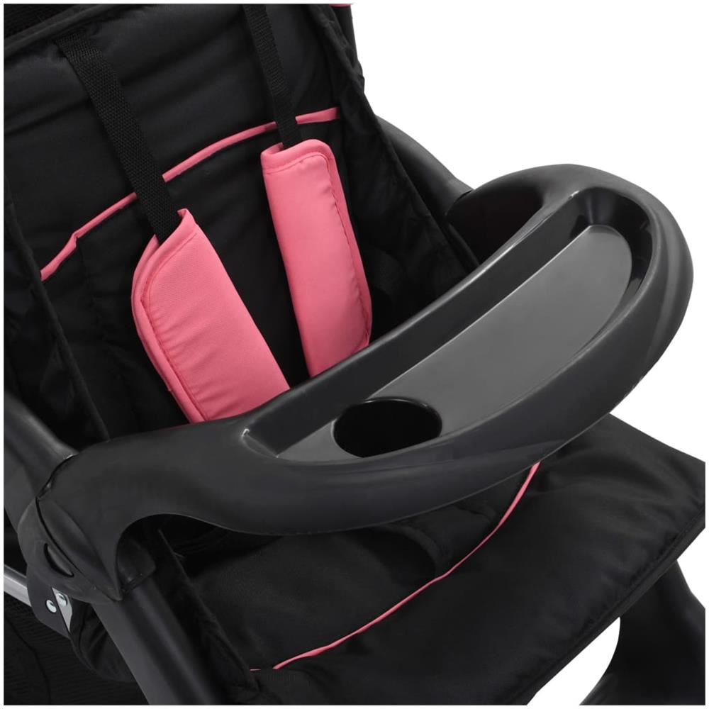 Passeggino Gemellare A Tandem Rosa E Nero In Acciaio - Foto 8
