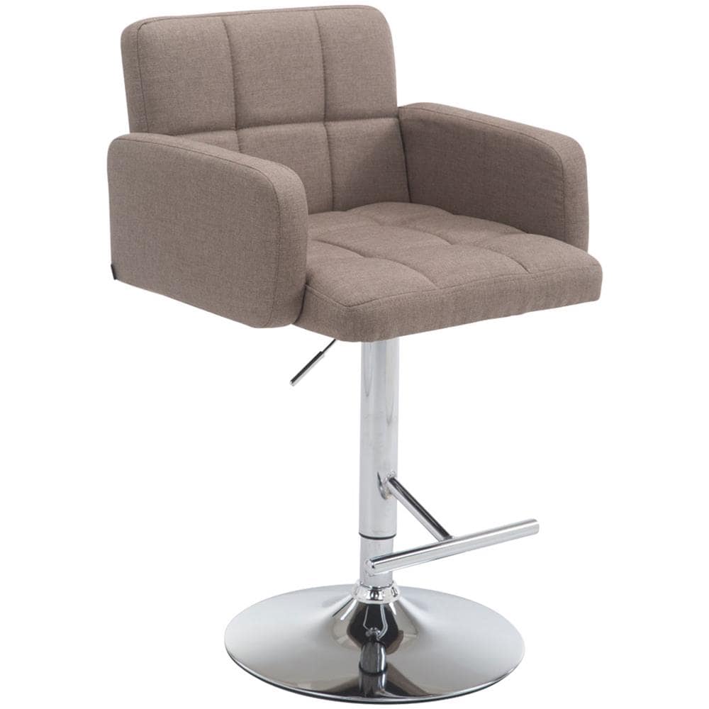 Sgabello Bar Design Los Angeles In Stoffa I Sedia Sgabello Trapuntata Imbottita I Sgabello Girevole Con Braccioli Alt. Regolabile 64-84 CM Tortora - Foto 1