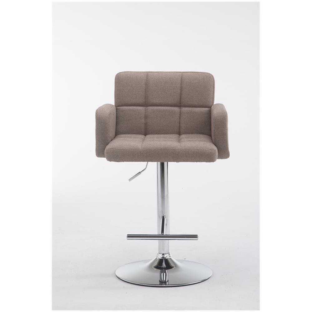 Sgabello Bar Design Los Angeles In Stoffa I Sedia Sgabello Trapuntata Imbottita I Sgabello Girevole Con Braccioli Alt. Regolabile 64-84 CM Tortora - Foto 2