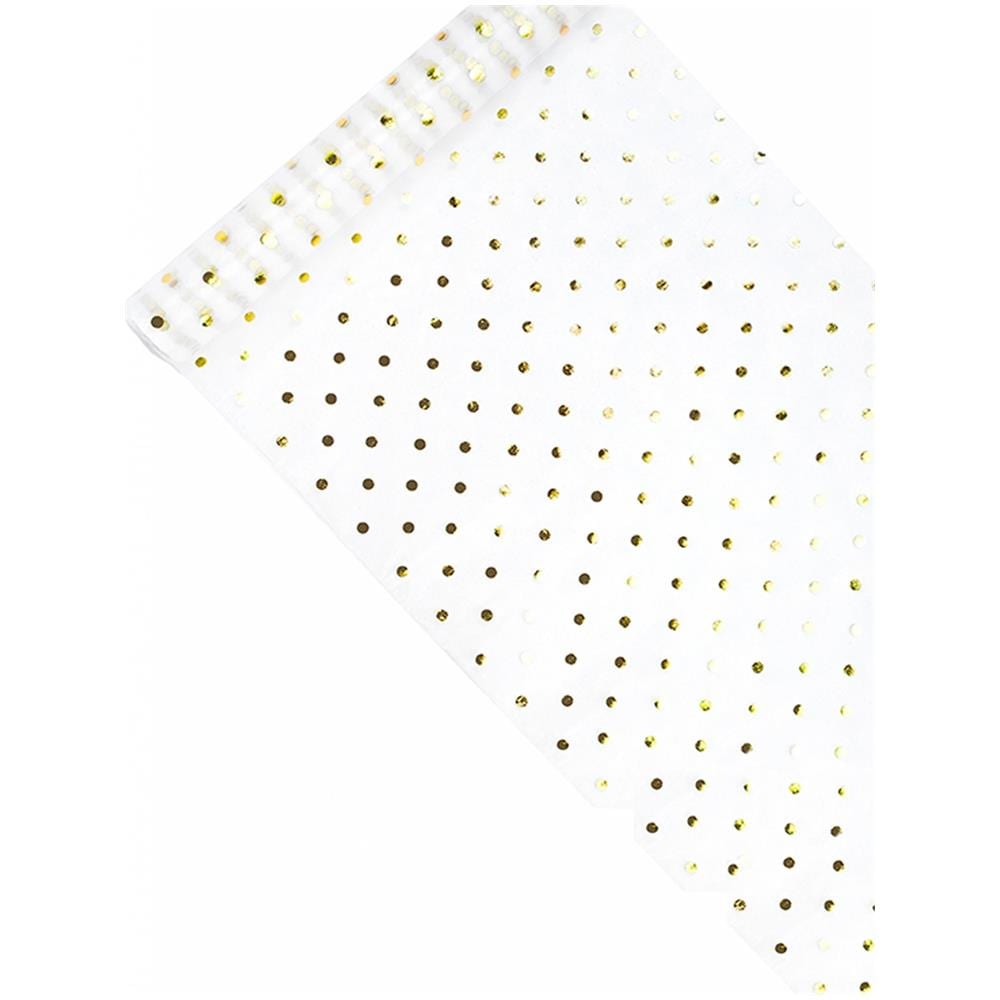 Partydeco - Runner Da Tavola In Organza Bianco Con Pois Oro - Foto 1