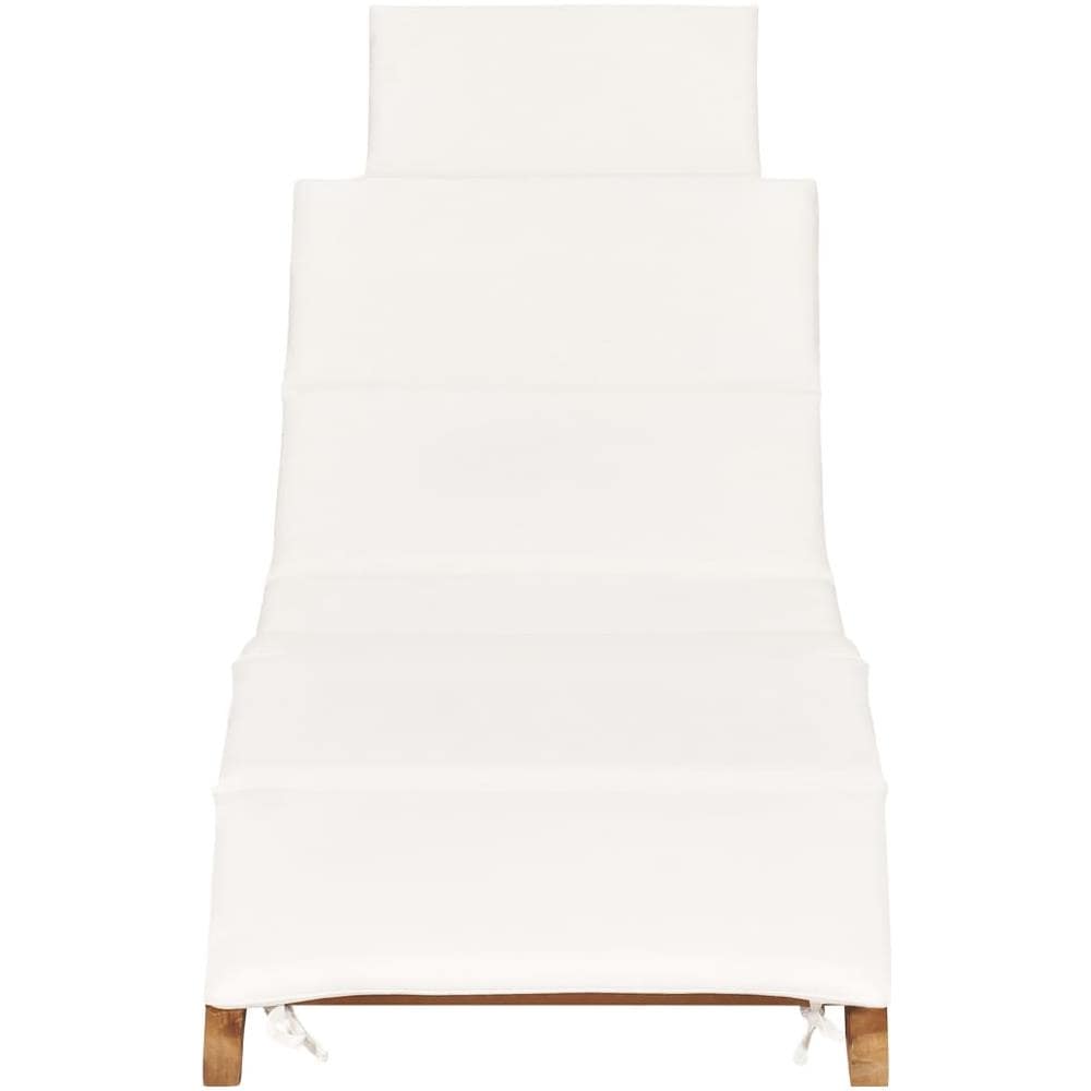 idaXL Lettino Prendisole Pieghevole con Cuscino Bianco Crema in Teak - Foto 2