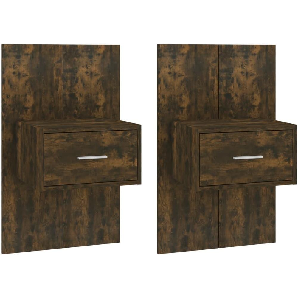 Comodini a Muro 2 pz Rovere Fumo - Foto 1