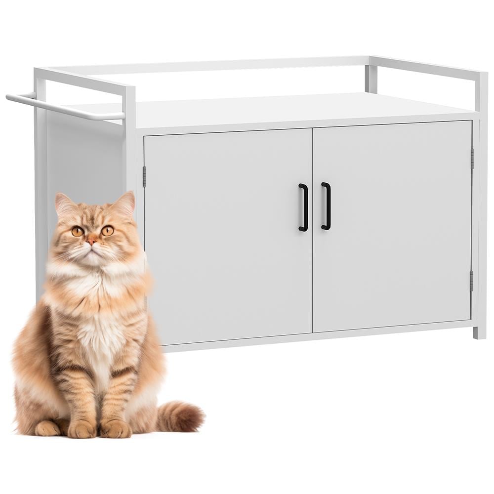 Mobile Lettiera Per Gatti Bianco Con Ingresso Laterale E Chiusura Magnetica - Foto 1