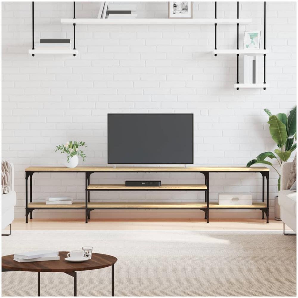 Mobile Tv Rovere Sonoma 201x35x45 Cm Legno Multistrato E Ferro - Foto 1