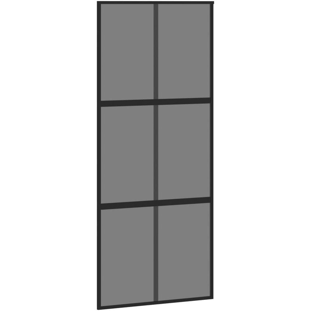 Porta Scorrevole Nera 90x205 Cm In Vetro Temperato E Alluminio - Foto 2