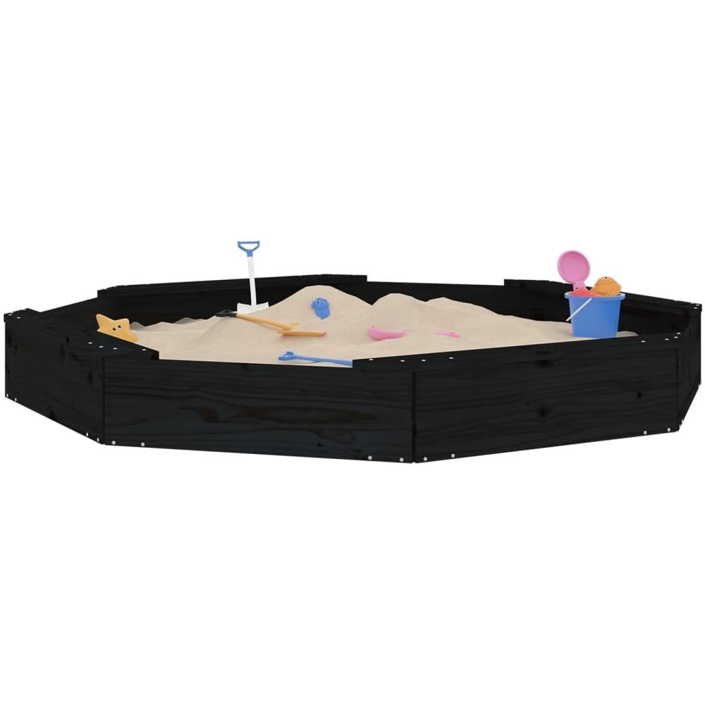 Sabbiera Con Sedute Nera Ottagonale In Legno Massello Di Pino - Foto 3