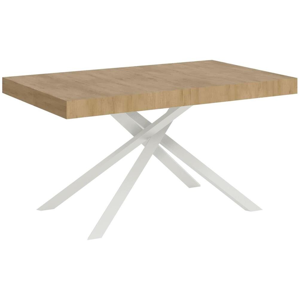 Tavolo allungabile 90x140/244 cm Karida quercia natura gambe bianche - Foto 1