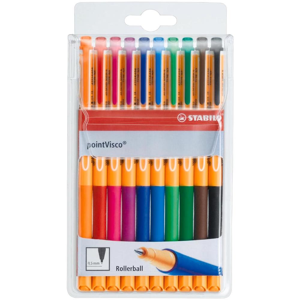 pointVisco - Penna Roller a inchiostro Gel - Astuccio da 10 - Colori assortiti - Foto 1