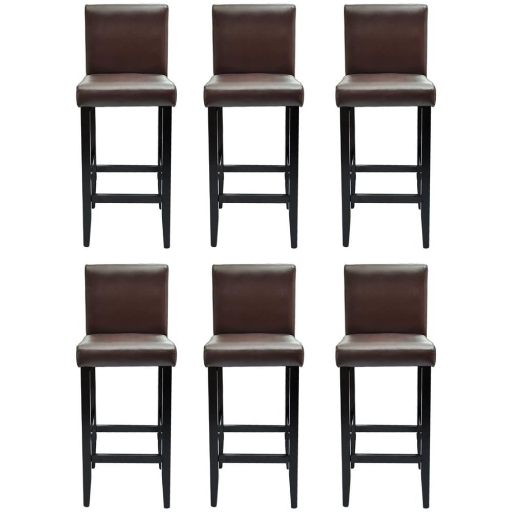 Set Di 6 Sgabelli Da Bar Moderni In Pelle Artificiale Marrone - Foto 1