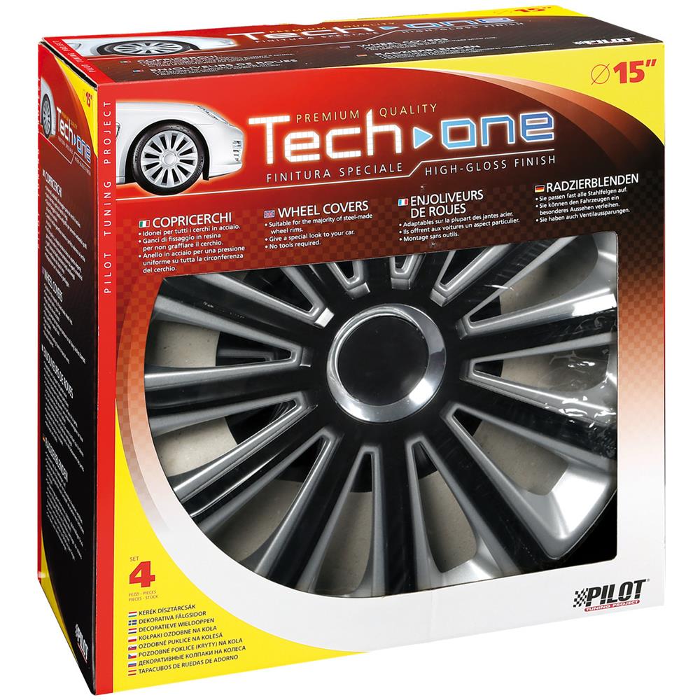 Copricerchi Auto Universali 15 Pollici Tech-one Trend Dc Rc Black Silver 31592 - Foto 7
