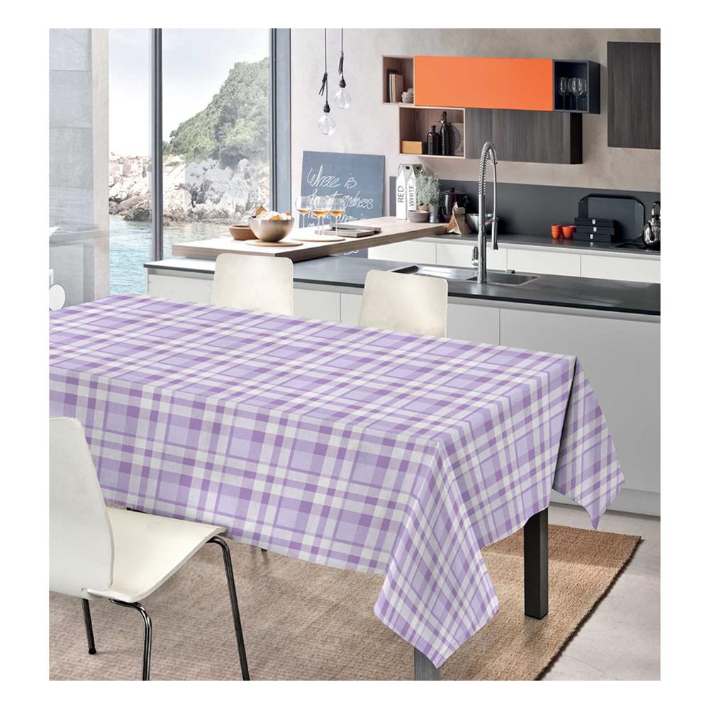 Tovaglia In Cotone Disegno Scozzese Lilla Modello S.v. 140x180 Scozzese Lilla - Foto 1