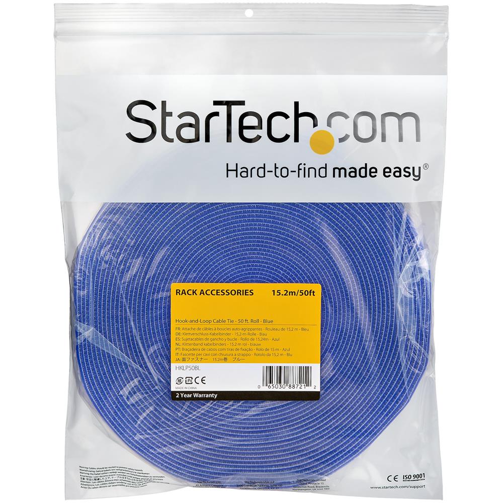 Rotolo di nastro a strappo da 15,2 m - Fascette riutilizzabili da tagliare su misura - Feltro adesivo autobloccante - Fascette serracavo con fissaggio a strappo per cavi industriali - Blu - Foto 4