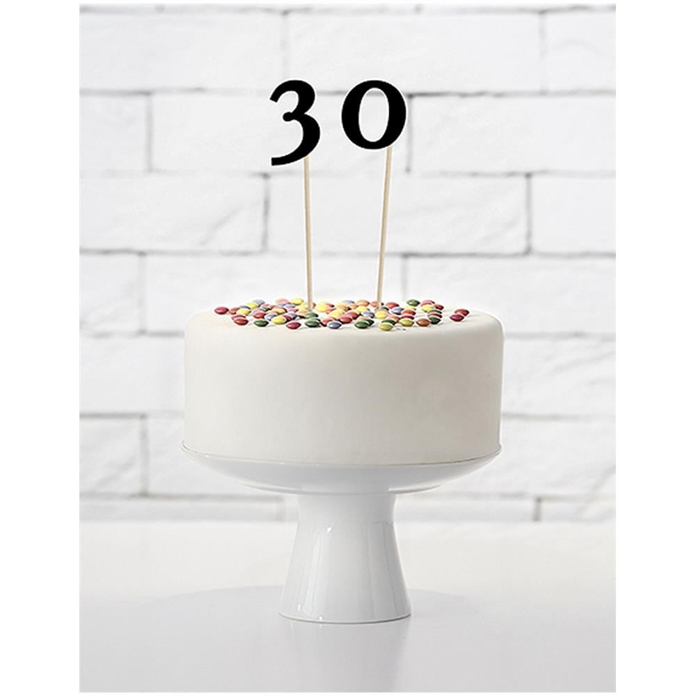 Partydeco - 10 Decorazioni Per Torta Numeri Neri Su Bastoncino 26 Cm - Foto 3