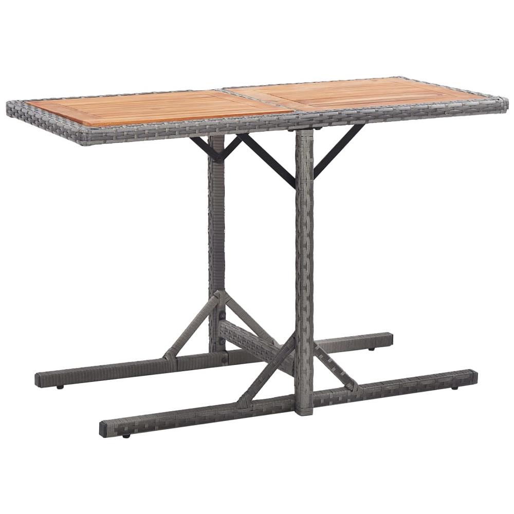 Tavolo Da Giardino Antracite In Polyrattan E Massello Di Acacia - Foto 1