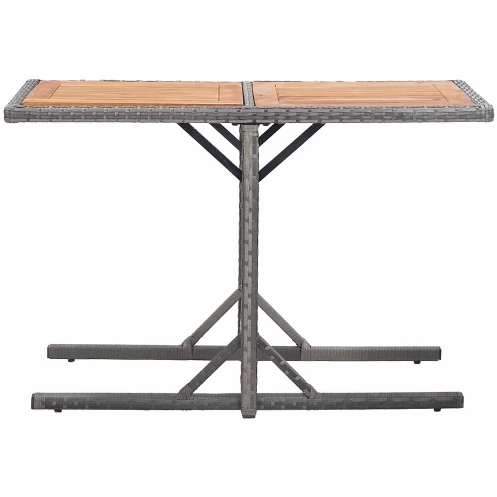 Tavolo Da Giardino Antracite In Polyrattan E Massello Di Acacia - Foto 2