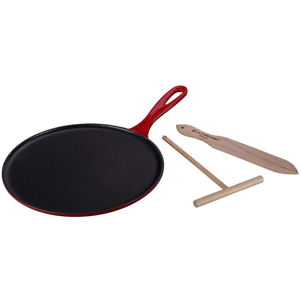 Crepiera Rotonda In Ghisa Diametro 27 Cm Con Spatola Colore Rosso Ciliegia - Foto 1