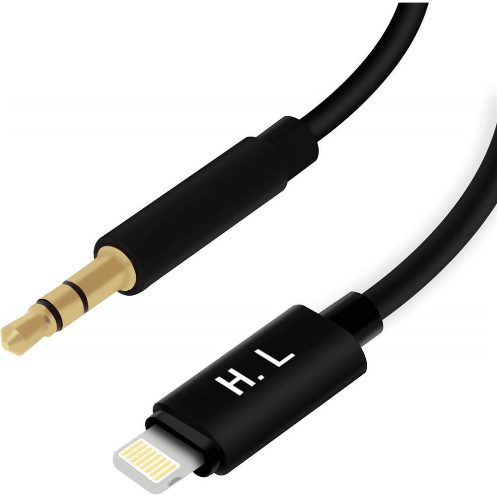 Cavo Audio Da Lightning A Jack 3,5mm Maschio Qualità Suono 1 Metro Hl-098 - Nero - Foto 1