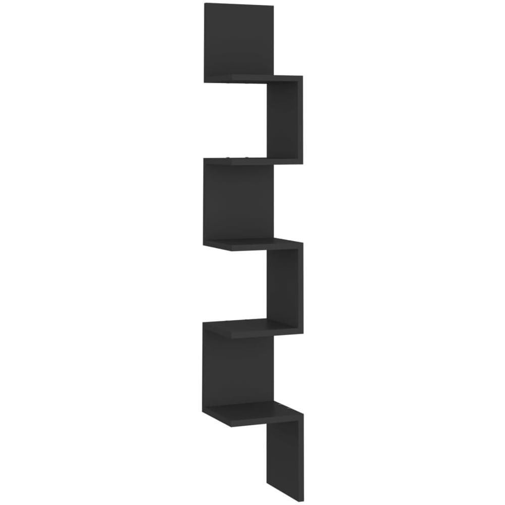 Scaffale Angolare Muro Nero 20x20x127,5cm Legno Multistrato - Foto 2