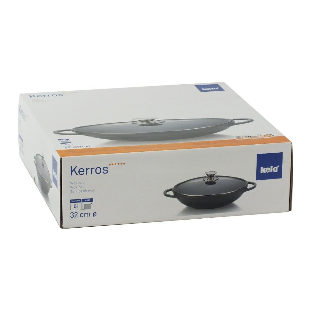 Wok In Fusione Di Alluminio + Coperchio In Vetro 32 Cm Nero - 15157 - Foto 2