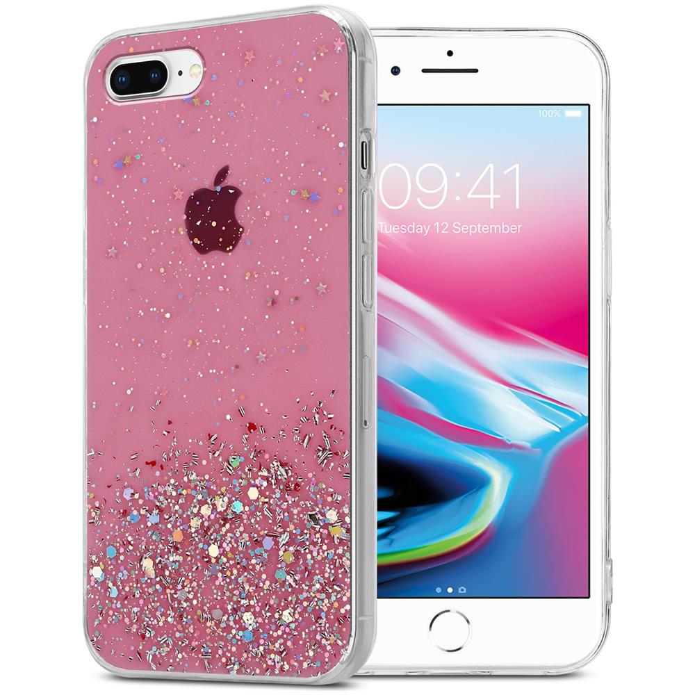 Custodia Compatibile Con Apple Iphone 7 Plus / 7s Plus / 8 Plus In Rosa Con Glitter - Coperchio Protettivo In Silicone Tpu Flessibile Con Glitter Scintillanti - Foto 1