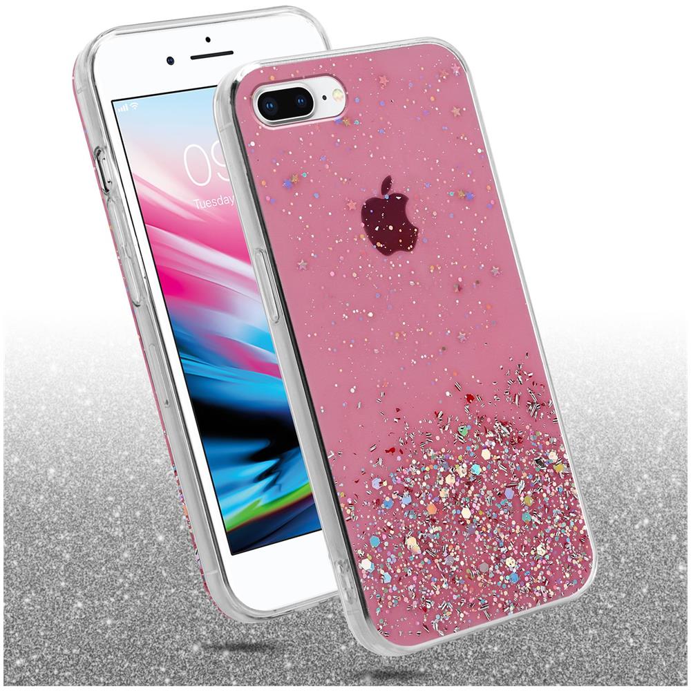 Custodia Compatibile Con Apple Iphone 7 Plus / 7s Plus / 8 Plus In Rosa Con Glitter - Coperchio Protettivo In Silicone Tpu Flessibile Con Glitter Scintillanti - Foto 2